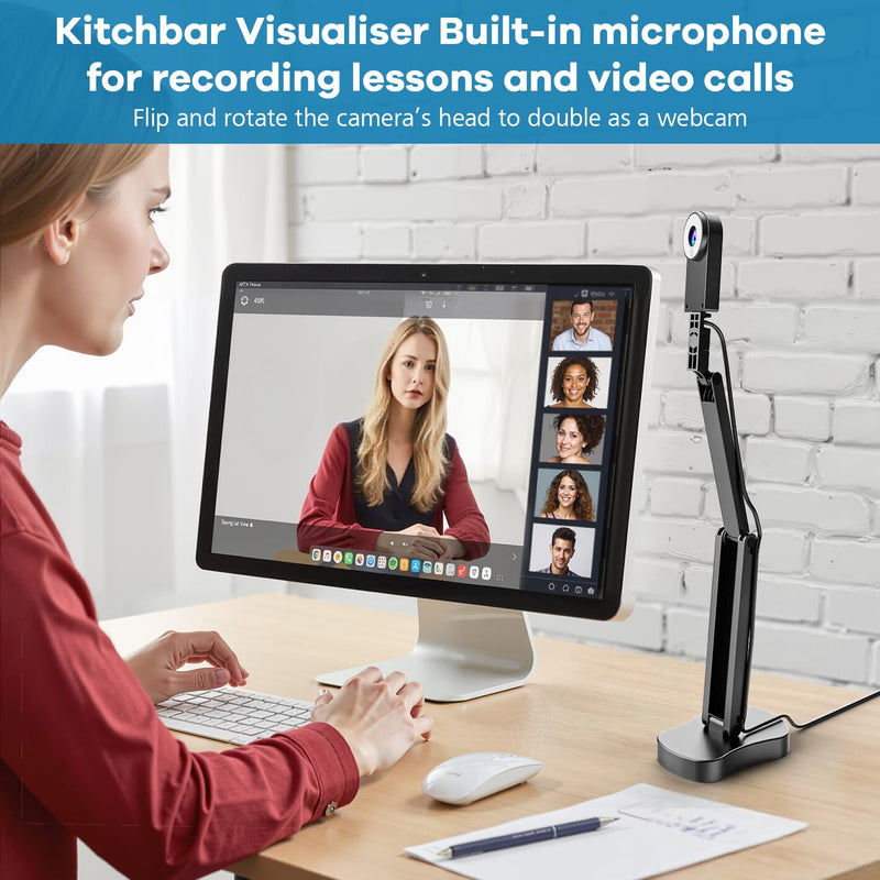 4K USB Document Camera & Webcam for Teachers: 8MP USB with 3-Level LED Light & Mic & Image Invert,Fold, A3 Format for Teaching in Classroom/Distance Learning Educators(Mac/Windows/Chromebook