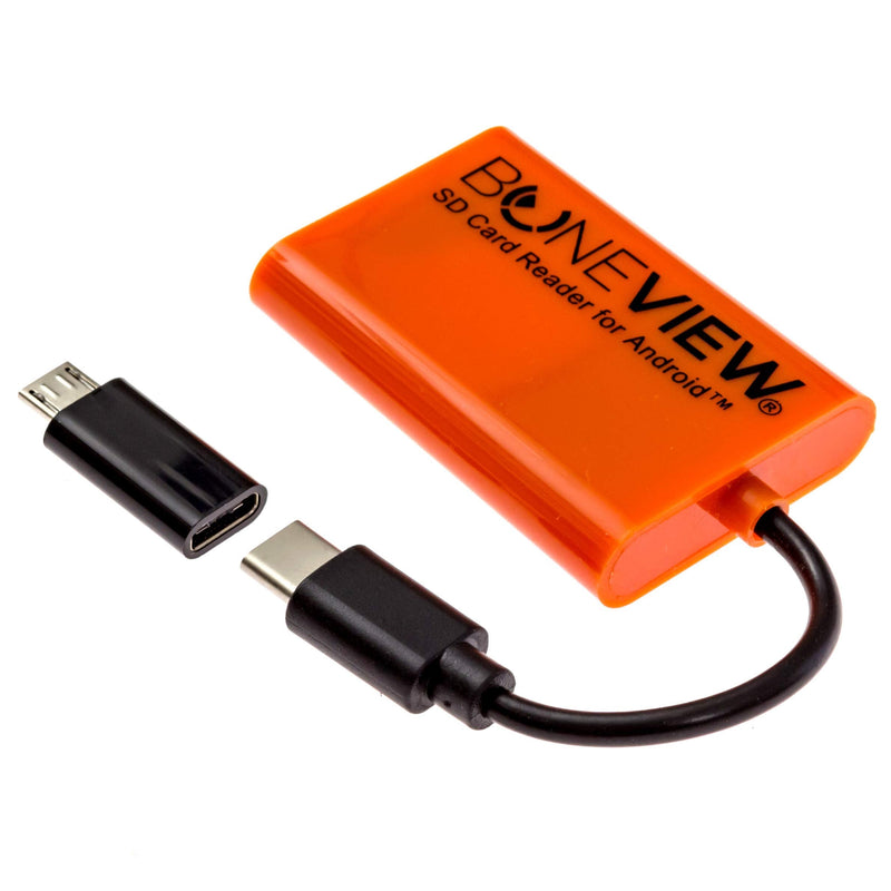 SD Card Reader for Android - Type C USB Trail Camera Viewer, Photo & Video from All Game Cam Memory on Any Smart Phone, Samsung, Moto, LG + Free MicroUSB OTG Adapter, Includes Zipper Case