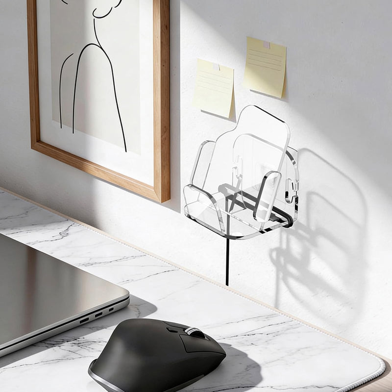 Acrylic Mouse Stand for Logitech MX Master 3 3S 4 Wireless Mouse | Desk & Wall Mount Display Holder for Wireless and Wired Mouse, with Cable Management Organizer, Clear Acrylic, Stand Only