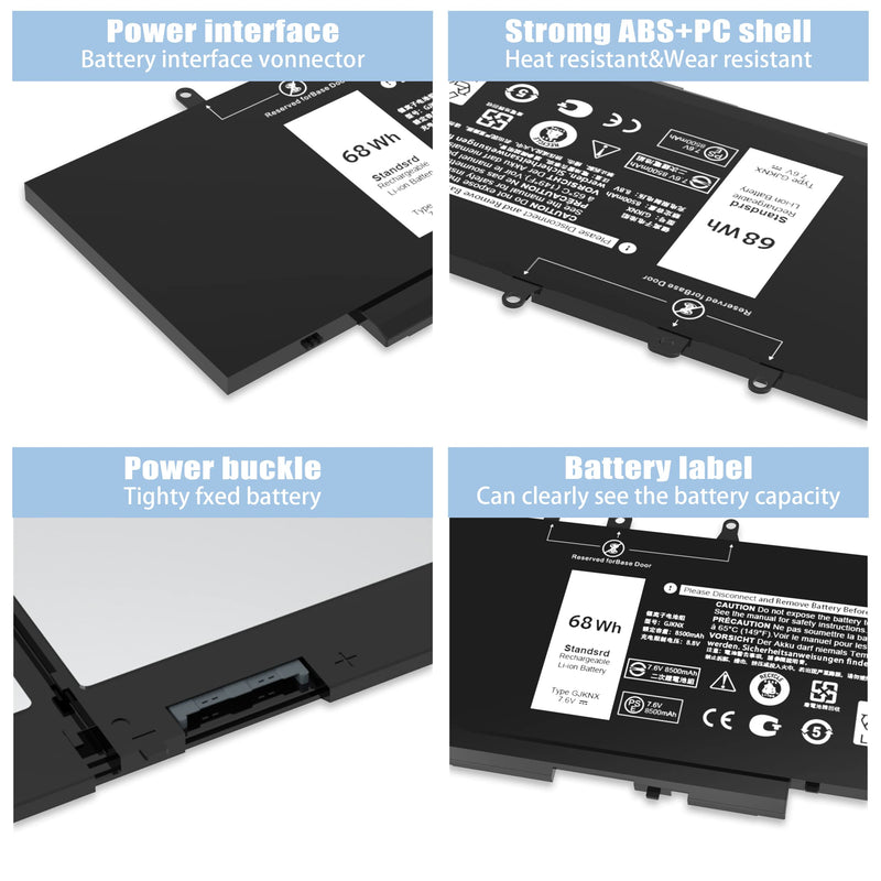 68WH GJKNX Dell Battery Replacement for Dell Latitude 5480 5580 5280 5288 5488 5590 5591 5490 5491 5495 E5480 E5580 E5490 E5590 Precision 15 3520 3530 Series GD1JP DY9NT 5YHR4 451-BBZG 7.6V 4-Cell GJKNX Battery