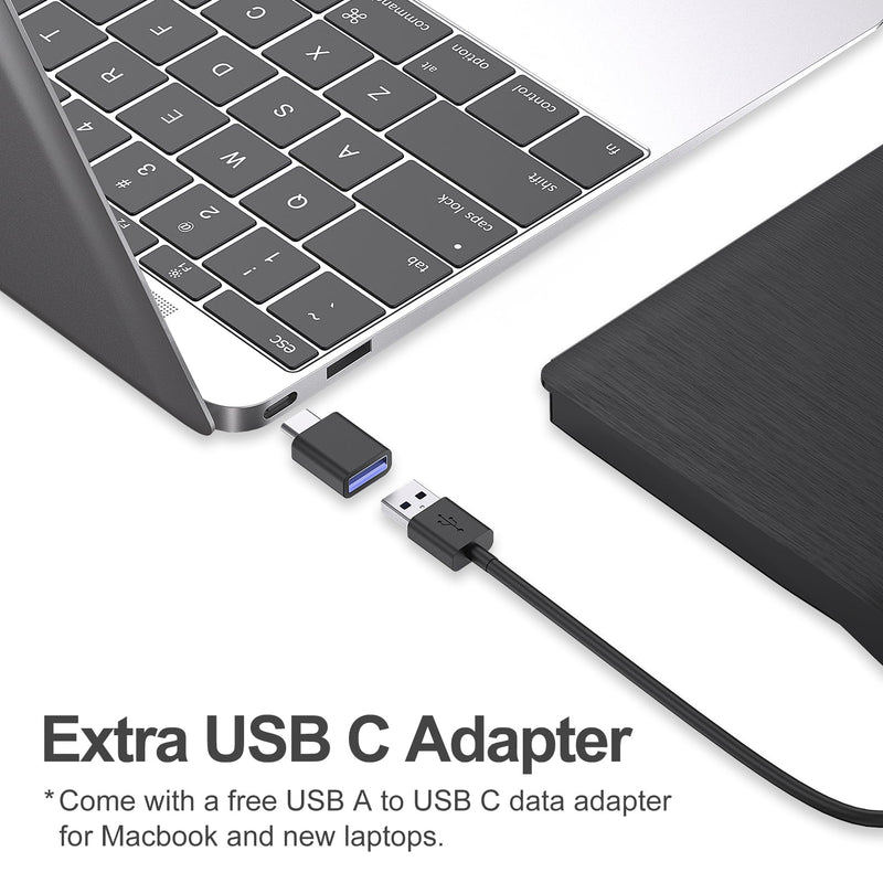 ORIGBELIE External CD/DVD Drive for Laptop, USB 3.0 CD ROM DVD +/-RW Burner | Portable External DVD Optical Disk Drive Player Reader Writer for Desktop PC Macbook iMac Mac Windows 11/10/8/7/XP Linux OS 5.6" x 5.8" x 0.7"