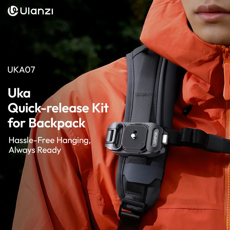 [AUSTRALIA] - ULANZI Camera Backpack Strap Clip,w Plate Quick Release System, Compatible w Uka QR Plates, for Sony, Nikon, Fuji, DSLR Action Cam Mount, Bearable Load up to 10kg【Not Compatible w F38/Arca System】 