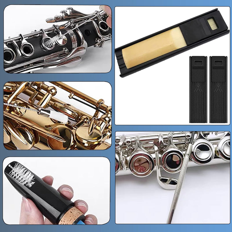 Clarinet Cleaning Kit, 23 Pcs All in One Clarinet Clean Kit with Swab Reeds Cork Grease Thumb Rest and more Clarinet Wind Instrument Care Accessories Maintenance Kit
