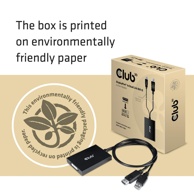 Club 3D CAC-1010-A DisplayPort to Dual Link DVI-D HDCP Off Version Active Adapter M/F for Apple Cinema Displays
