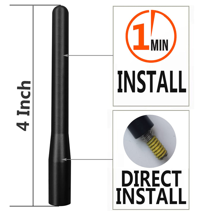 [AUSTRALIA] - 4 Inch Short Radio Aluminium Alloy Antenna for Toyota Tundra (2000-2020), Toyota Tacoma (2005-2016), Toyota FJ Cruiser (2006-2015), Nissan Titan (2019-2023) AM/FM Replacement Antenna 