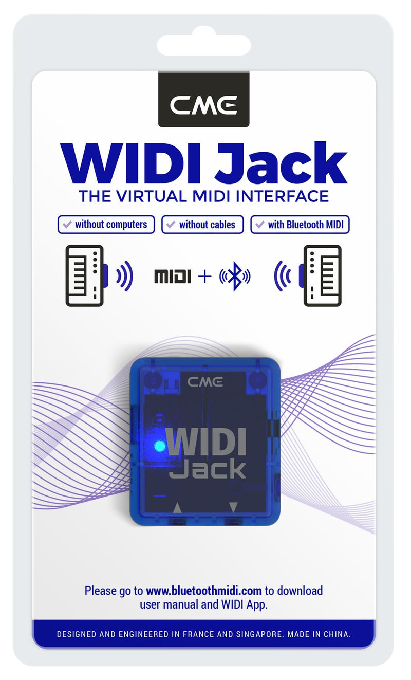 CME WIDI Jack - Bluetooth MIDI Interface for TRS/DIN MIDI devices - Power by MIDI Out or usb-c - Ultra low 3ms latency wireless MIDI for Synthesizer EWI Keytar Pedalboard Digital Piano