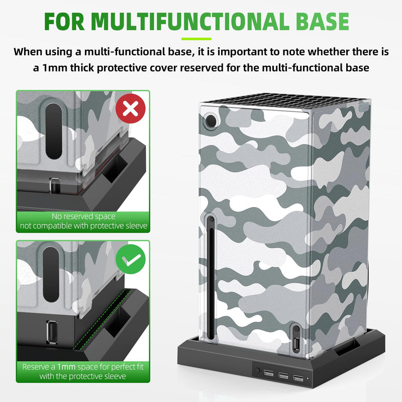 [AUSTRALIA] - Magnetic Smart Wraps for Xbox Series X Console, Full Protection Protective Cover Case for Xbox Series X Accessories with Premium PU Leather and Soft Inner Lining - Gray Camo 