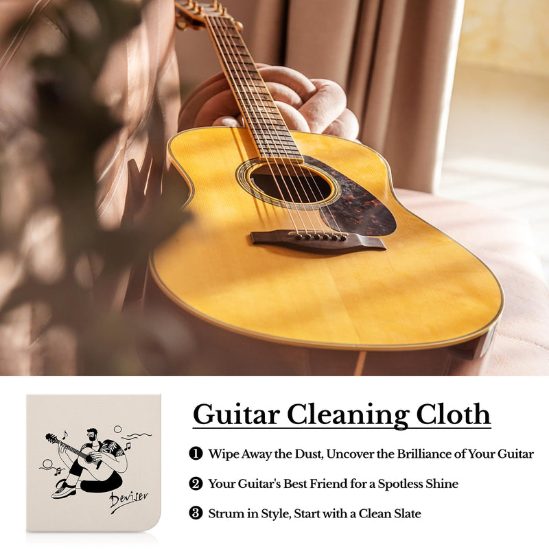 Deviser Guitar Cleaning,All IN ONE Kit,fretboard Lemon oil,Polish,Guitar String-cleaner,Guitar string winder,Cleaning cloth for guitar cleaning and maintenance 3 PACK