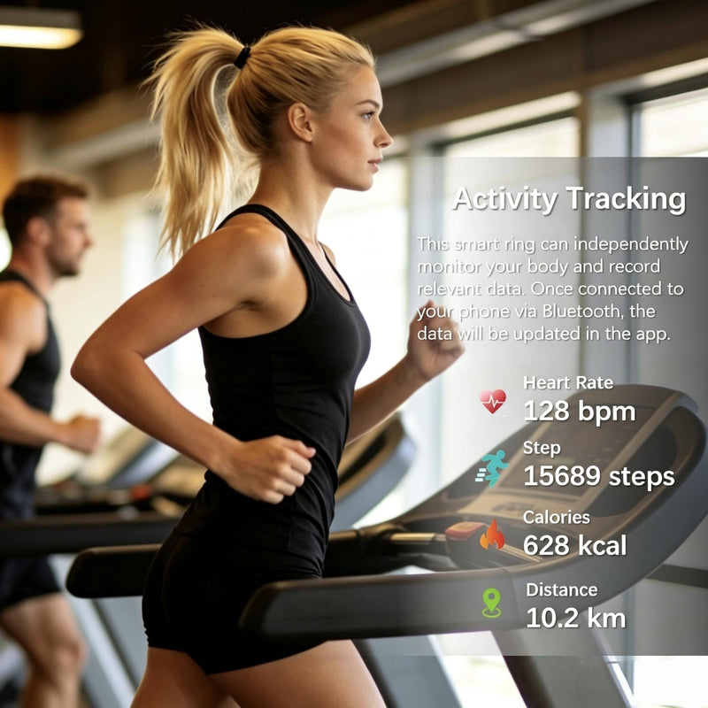 Smart Health Ring, Featuring Stress and Sleep Monitoring Functions, Compatible with iOS and Android,Waterproof Fitness Tracker for Women & Men, No Subscription Fee. (Silver, 8) silver 8#