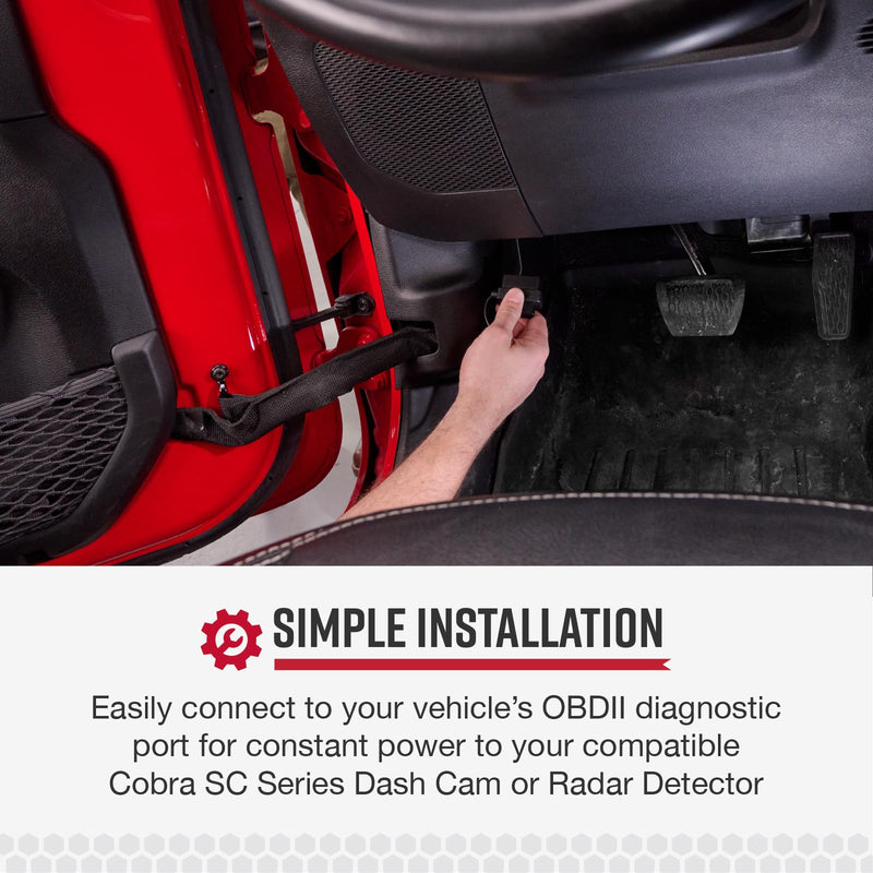 Cobra 2.5A DIY Hardwire Kit, OBDII to USB-C/Micro-USB with 15ft Cable | Compatible With SC 400D, SC 250R and Other Dash Cam Models