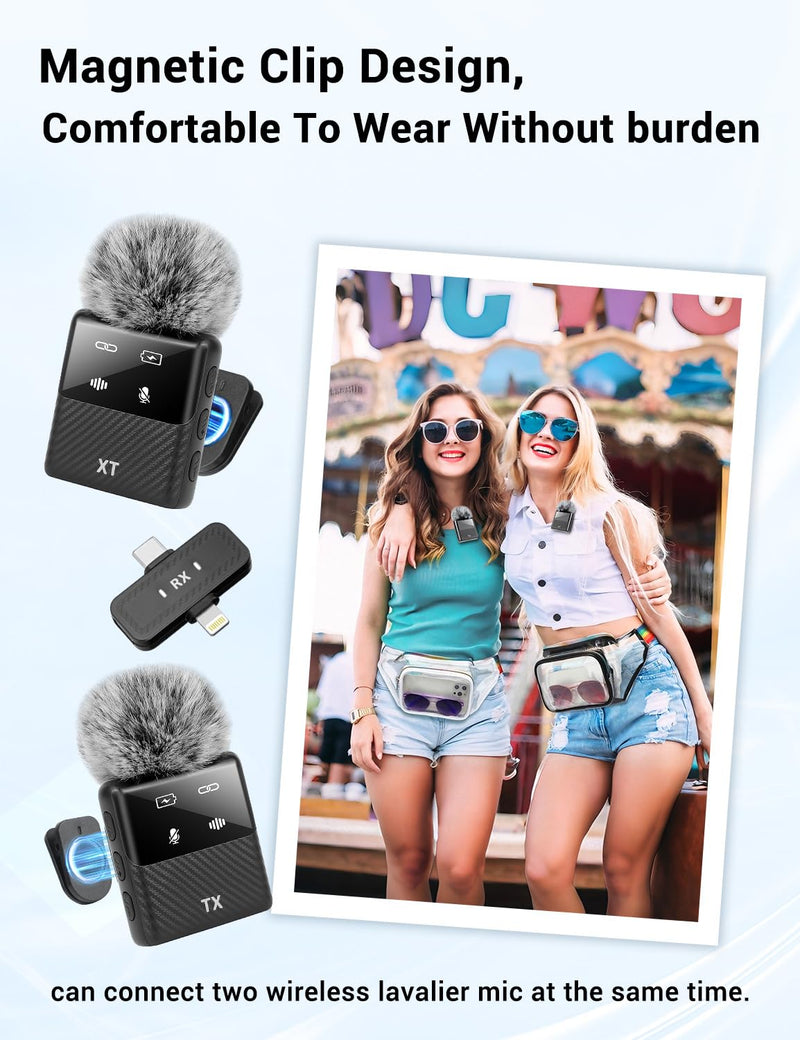 [AUSTRALIA] - Kairiyard Mini Wireless Lavalier Microphone for iPhone, iPad, Android Phone, Noise Reduction Plug and Play Magnetic Clip on Lapel Mic for Video Recording Podcast Vlogging 