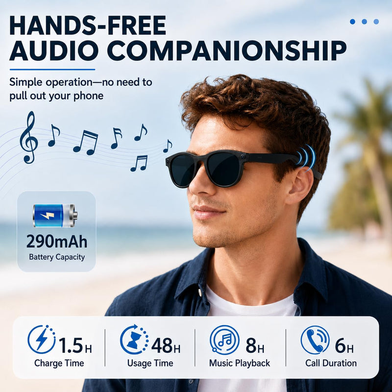 AI Smart Glasses with Camera, 2K Video, Translation, Object Recognize