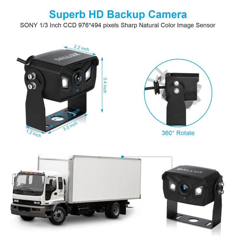 Bus Truck Vehicle Backup Cameras Wide View Angle Cab Cam Rearview Reverse Waterproof Night Vision 4 Pin Camera for Travel Trailer/Pickup/Van/Oversize Truck/Fifth Wheel/RV Camper/Motor Home (12-24V)