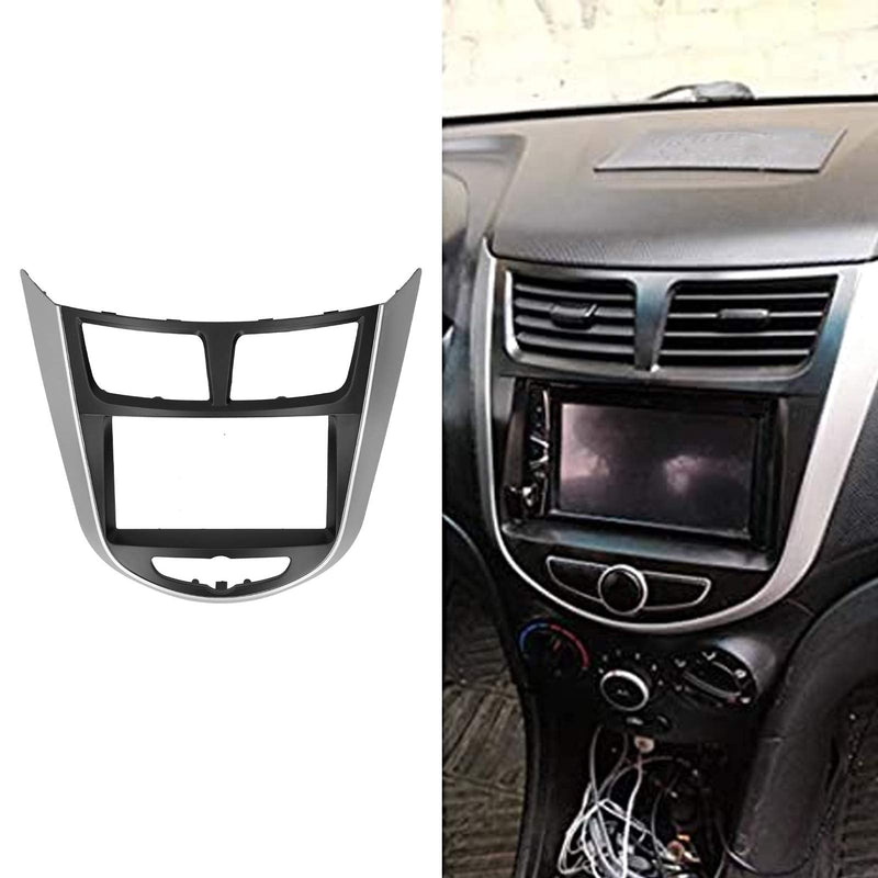 Yctze Radio Stereo Dash Installation Trim Kit, 2Din Center Control DVD Fascia Navigation Panel Frame Fit for i25//Accent 2010-2014