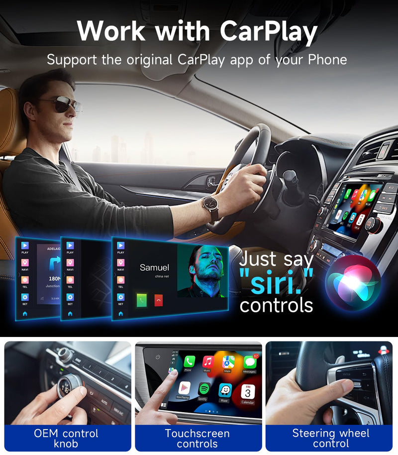 Wireless Carplay Adapter, Converts Wired to Wireless Carplay Dongle for Wireless Control Plug & Play Carplay Fit for Cars from 2017 & for Apple iPhone iOS 10+, Navigation, Music, etc. Black