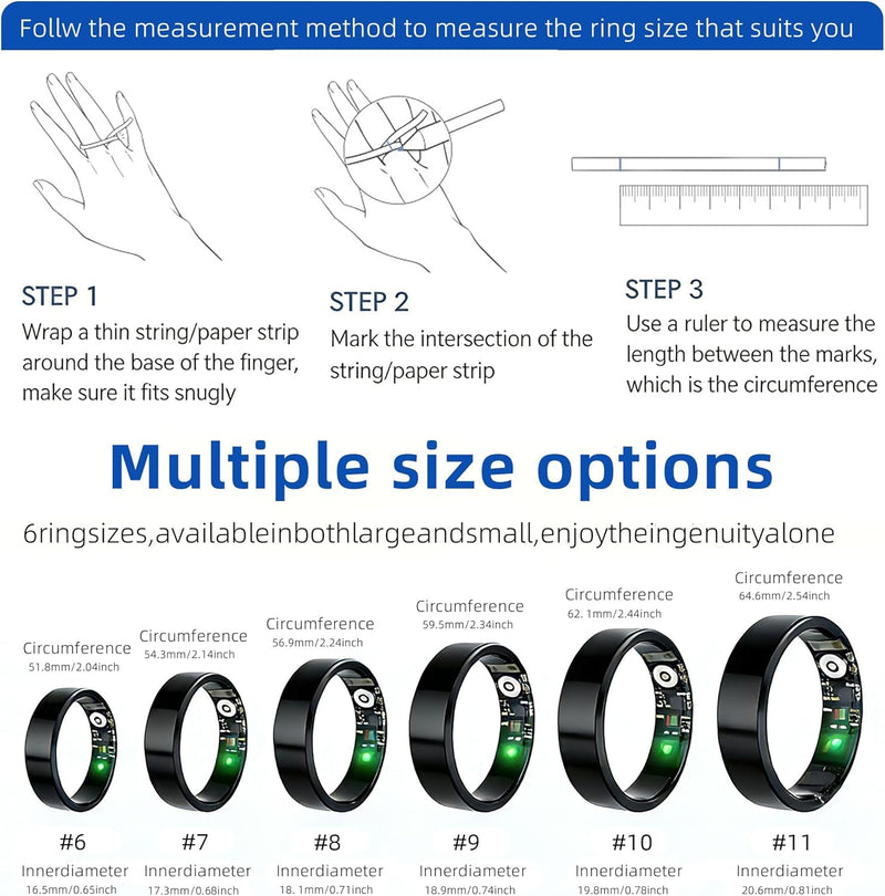 Smart Ring for Women Men,Fitness Tracker (Gold,6)