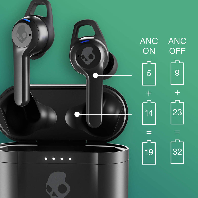 Skullcandy Indy ANC in-Ear Noise Canceling True Wireless Earbuds, 32 Hour Battery, Microphone, Works with iPhone Android and Bluetooth Devices - Black True Black One Size Active Noise Cancellation