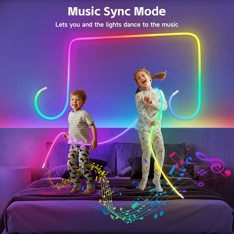 [AUSTRALIA] - Tyute LED Rope Lights, 9.84ft Neon LED Lights Strip with 360 Degree Luminous, 5V USB Flexible IP67 Waterproof Music Sync Remote APP Control Gaming Lights Accessories for Bedroom Outdoor Décor 