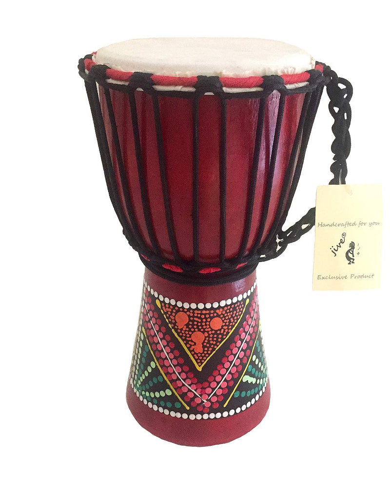 Djembe Drum Bongo Congo African Wood Drum - MED SIZE- 12" High, JIVE BRAND, Professional Quality With Heavy Base/Includes Key Chain 12" High Painted