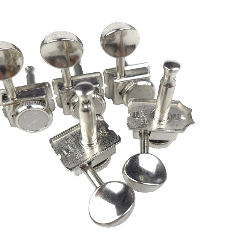Kaynes 6 In line Guitar Locking Tuners – Nickel Silver Vintage Lock String Tuning Keys Pegs Machine Heads Tuners for Telecaster Tele Stratocaster Strat ST TL Style Electric or Acoustic Guitar