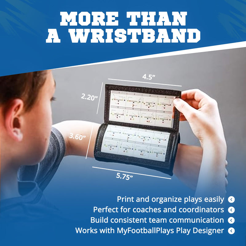 WBI Flag Football Wristbands with Plays - Youth Football Wrist Coach Play Cards for Coaches & Quarterbacks 5 Pack