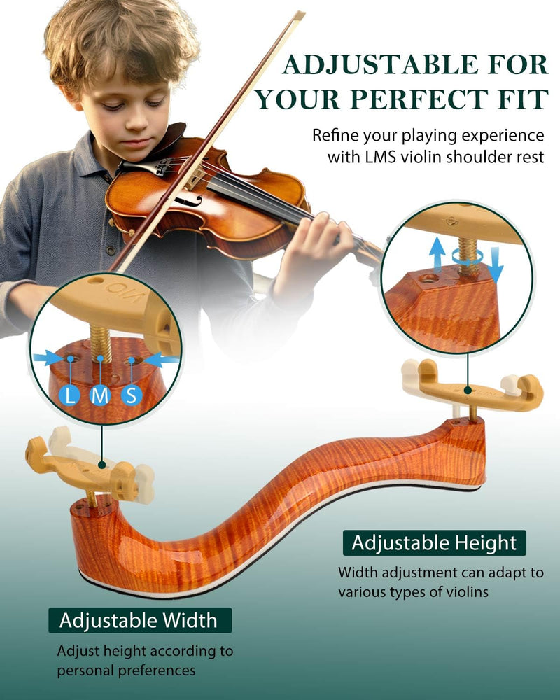 LMS Violin Shoulder Rest 4/4 3/4 Full Size, Hollowed Out Foam Shoulder Rest for Violin Accessories for Beginner Shoulder Rest Pad with Mute Rosin, Ergonomic for Prolonged Play (Brown, 4/4, 3/4) Brown
