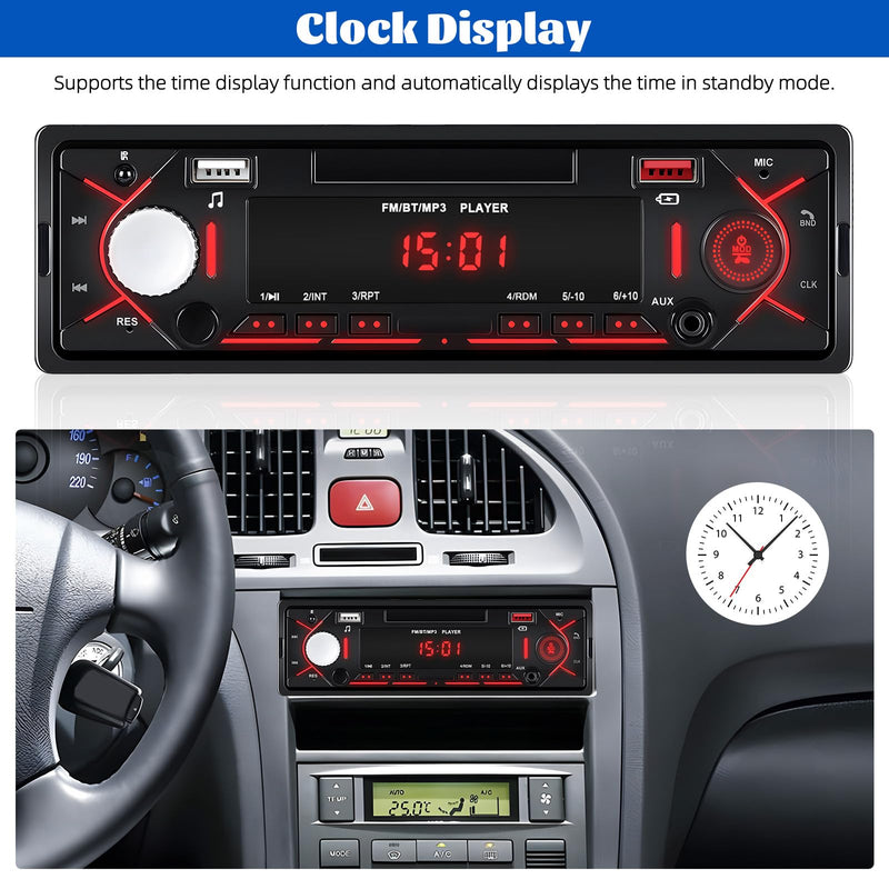 [AUSTRALIA] - Single Din Bluetooth Multimedia Car Stereo Radio,Car Audio MP3 Player Support Hands-Free Calls/USB/FM/TF/AUX-in,Car Radio Receivers with Digital LCD Display 