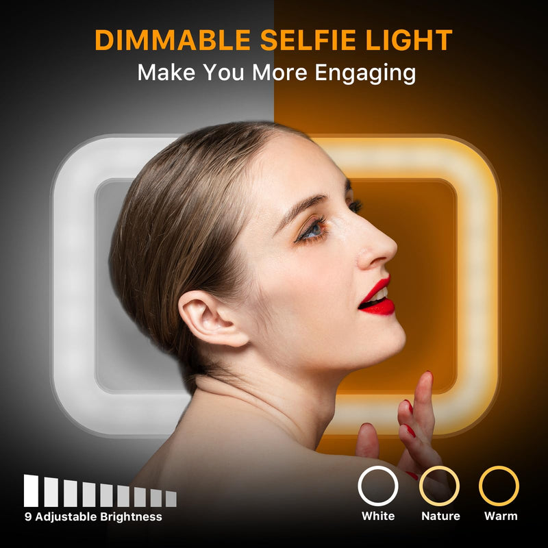 MYBAT PRO LED Selfie Light with Stand,8" LED Selfie Rectangular Light for Makeup/Live Stream,Dimmable LED Light with Tripod,Phone Holder&Wireless Remote Shutter for Photography/YouTube/Video Recording 8" LED Rectangular Light