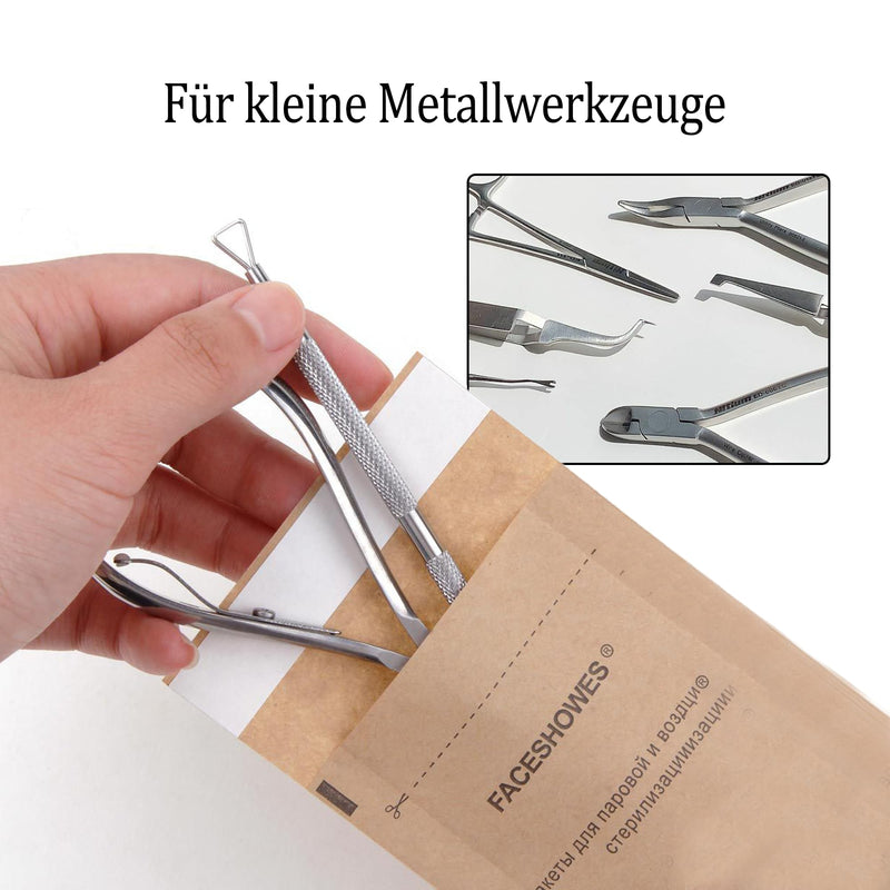 [AUSTRALIA] - LINBEAUTI 10 x 20 cm Sterilisation Bags, 100 Pieces Self-Adhesive Nail Device Cleaning Bags for Cosmetics and Nail Devices, Steriliser Accessories 
