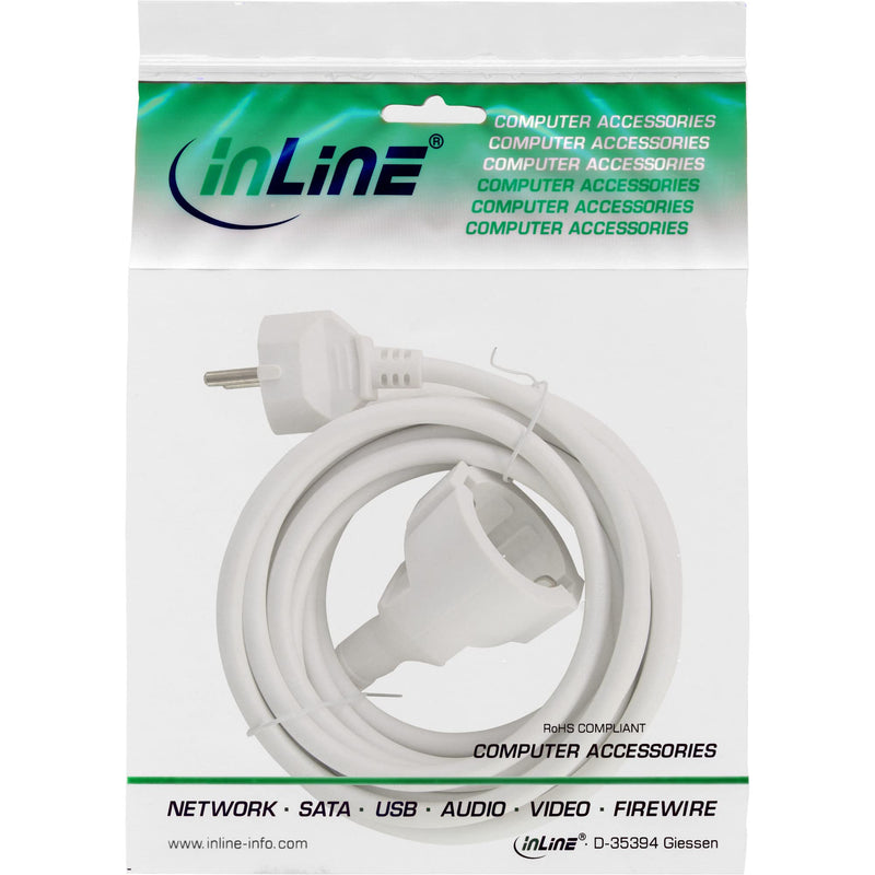 [AUSTRALIA] - InLine CEE 7/7 Protective Contact Extension Cable for Indoor Use, GS Certified with Child Protection, 230 V, H05VV-F3G1.5, 1 m, White, 16400 W 1m 