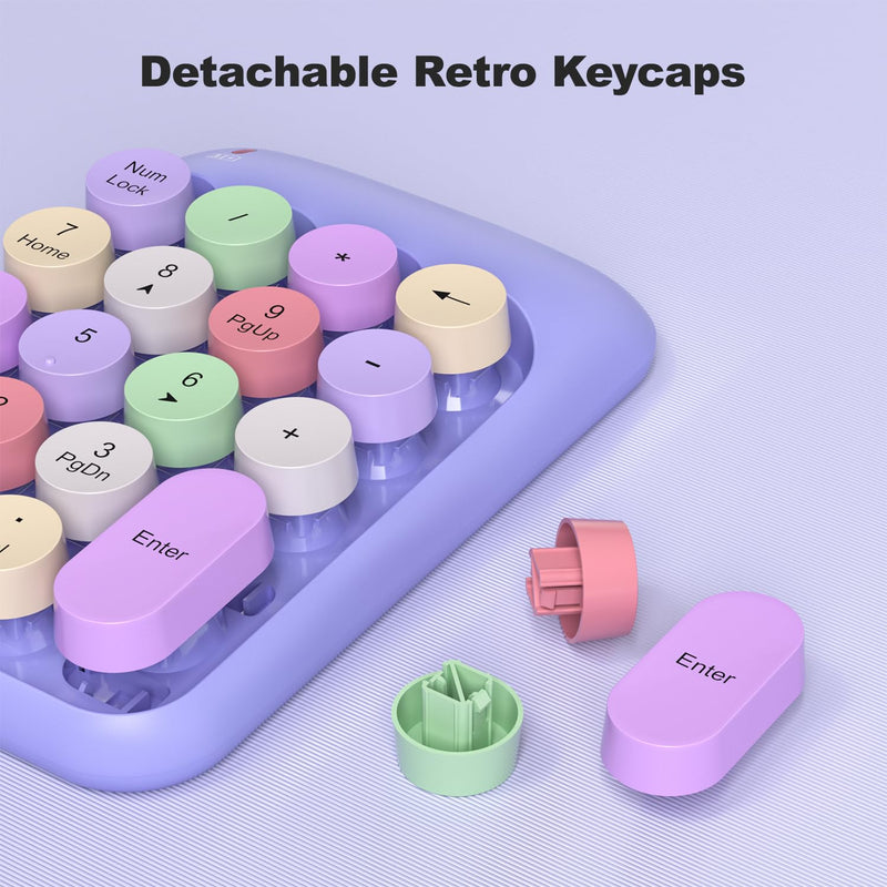 [AUSTRALIA] - Wireless Number Pads, Cute Colorful Numeric Keypad Numpad Portable 2.4 GHz Financial Accounting Number Keyboard Extensions, 18 Key Number Numpad for Laptop Desktop, PC (Purple) Purple 