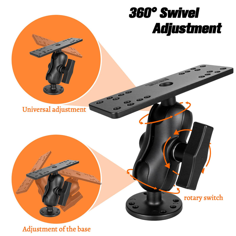 Aluminum Fish Finder Mount with 1.5"/C Size Ball, 3.42" Aluminum Arm Marine Electronics/Depth Finder Mount. High Salt Water Resistant, compatible with Garmin, Lowrance, Humminbird, and More. Short Arm