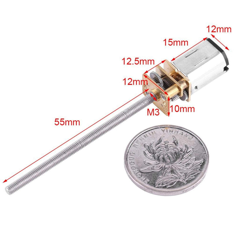 [AUSTRALIA] - Akozon 6 V Gear Motor with Long M3 55 mm Screw Thread Output Shaft Speed Reduction Gear Motor 30/60/100/150/200/300/40/500 RPM (300 RPM) 300 rpm. 
