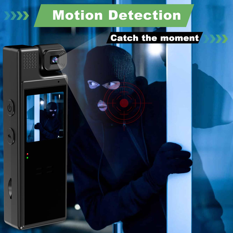 HD1080P Mini Body Camera 180° Rotatable Lens 6HR Battery Video Body Camcorder Motion Detection Night Auxiliary Lights Body Mounted Camera for Sports Cycling Security Police Law Enforcement