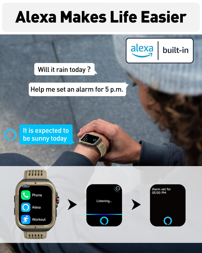 VRPEFIT Smart Watch for Men Women (Answer/Make Call), Alexa Built in, 1.8" Fitness Tracker with 100 Sports Modes, Heart Rate Blood Oxygen, Sleep Monitoring, Smartwatch for iPhone Android Compatible