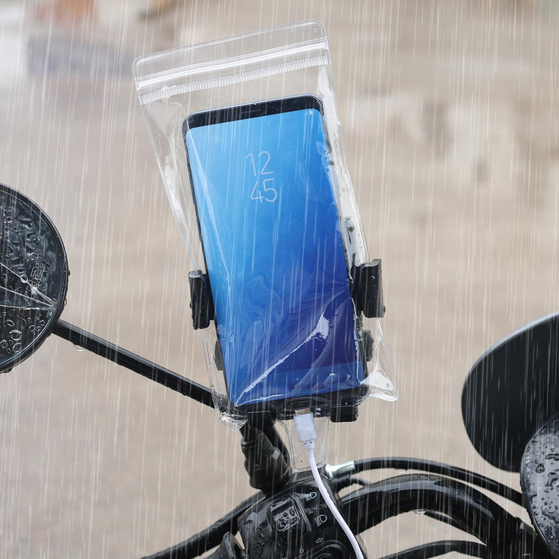 4Pcs Universal Waterproof Phone Bag Motorcycle Charging Pouch Clear PVC Rainproof Case for Bike Scooter Handlebar Mount Accessories