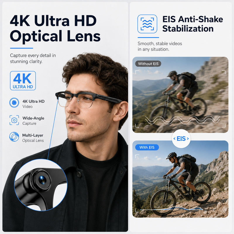 AI Smart Glasses with Camera,Photo Capture &4k Video Recording Glasses,Real-Time Translation, Open-Ear Audio, Object Recognition, Camera Sunglasses Chatgpt AI Assistant