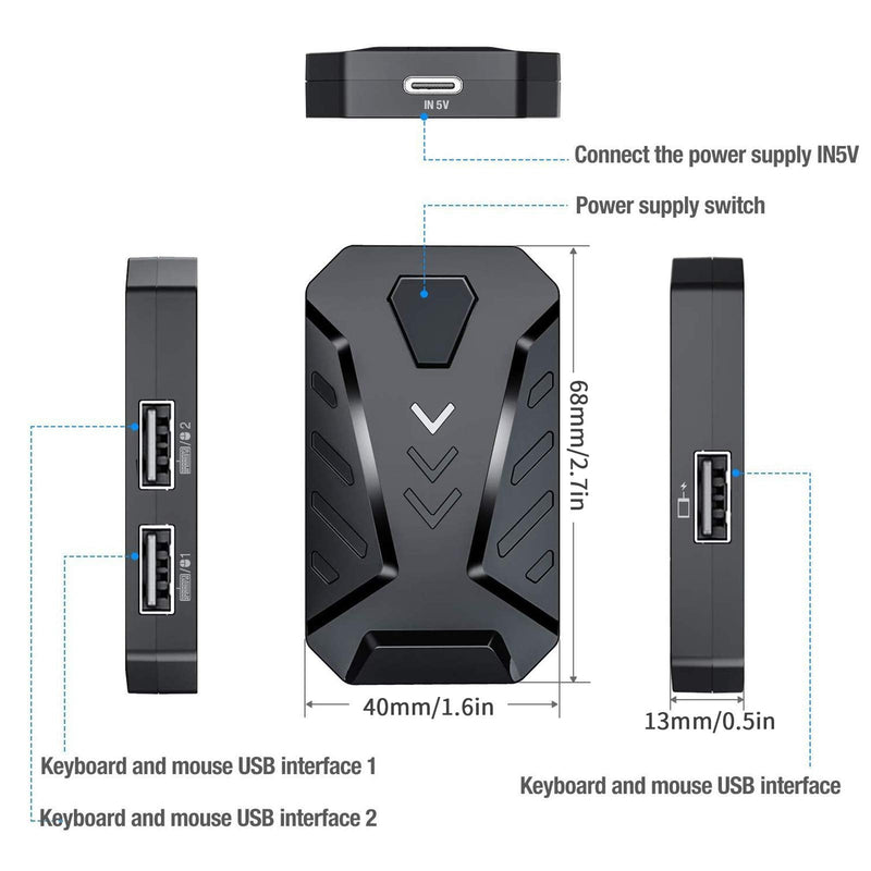 CiCiglow Gaming Keyboard and Mouse Converter,Keyboard and Mouse Adapter,Bluetooth Keyboard and Mouse Converter,Mobile Game Converter,Suitable for iOS/Android System (Mix Pro) Mix Pro