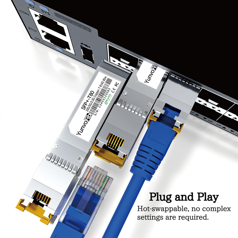 10GBASE-T SFP+ Copper 80m RJ45 Transceiver - 2.5G/5G/10G SFP+ to RJ45 Module, MSA Compliant Copper SFP+ Transceiver for Cisco D-Link Mikrotik Netgear Ubiquiti and More 10GBase-T-10G-80M