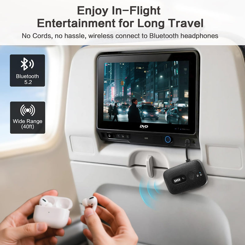 [AUSTRALIA] - SIMOLIO Airplane-Bluetooth-Adapter for AirPods/Headphones, 20 Hr Battery, Supports 2 Earbuds/Wireless Headphones, 3.5mm AUX Wireless Audio Transmitter for TV, Gym Equipment, Controller, MP3 Player 