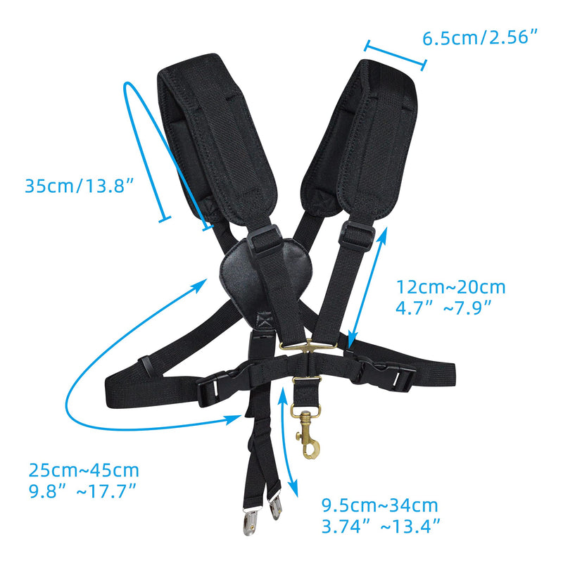 adorence Saxophone Harness Strap, Padded Saxophone Shoulder Strap/Sax Chest Strap - Baritone, Tenor, Alto and Bari Sax Strap for Regular Beginner, Medium Detachable Clips