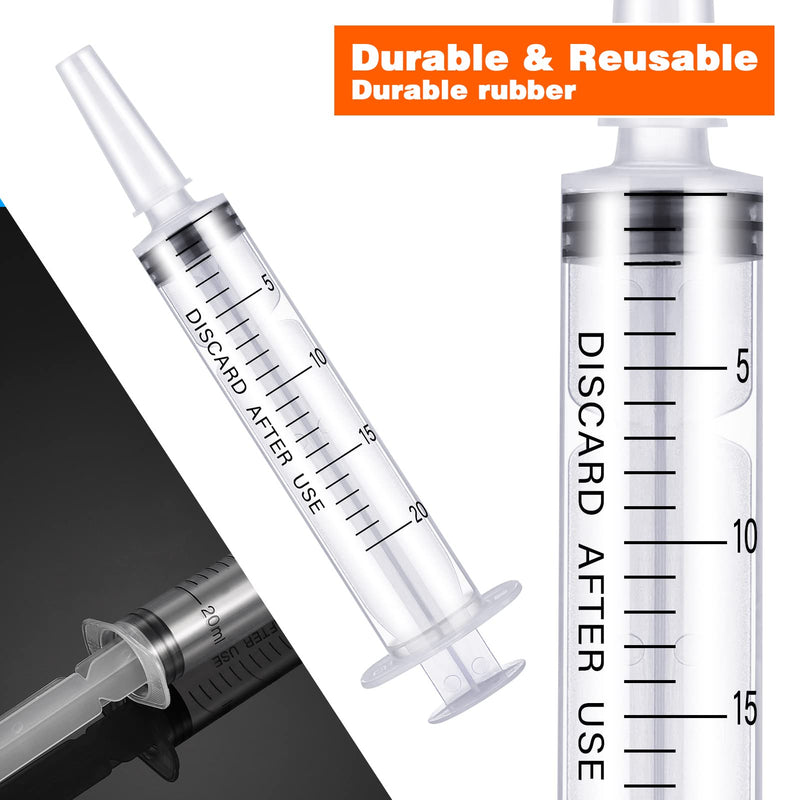 Pack of 10 Syringes with Lid, 20 ml Sterile Plastic Syringes without Needle, Syringes for Feeding, Reusable Individually Packed Liquid Syringe for Animal Feeding, Dispensing, Laboratory 20ml