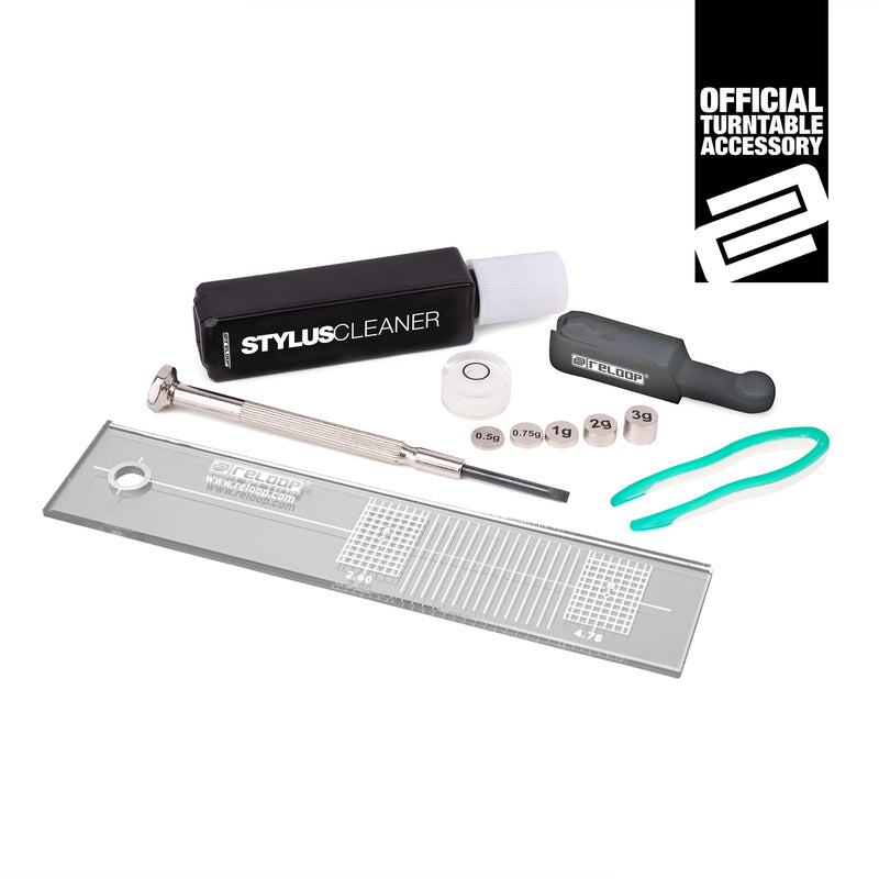 Reloop Turntable Cartridge Mount & Gauge Set - All-in-One Set for Adjusting, Adjusting and Cleaning Turntable Tone Arm and Pickups, Mirrored SME Adjustment Template