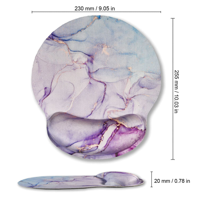 Ergonomic Mouse Pad with Wrist Rest Support Gel, ArtSo Non Slip Rubber Base Pad Computer PC Laptop Women Men Mousepad for Home, Office, Gaming, Working Easy Typing, Pain Relief, Purple Blue Marble Pink Blue Marble
