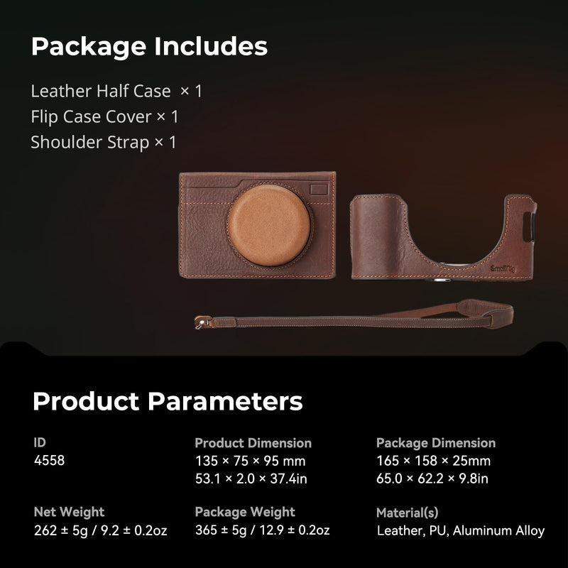 SMALLRIG X100VI Leather Case Kit for FUJIFILM X100VI, Including Leather Half Case, Flip Case Cover and Shoulder Strap, Genuine Leather Material, Portable and Protecting - 4558