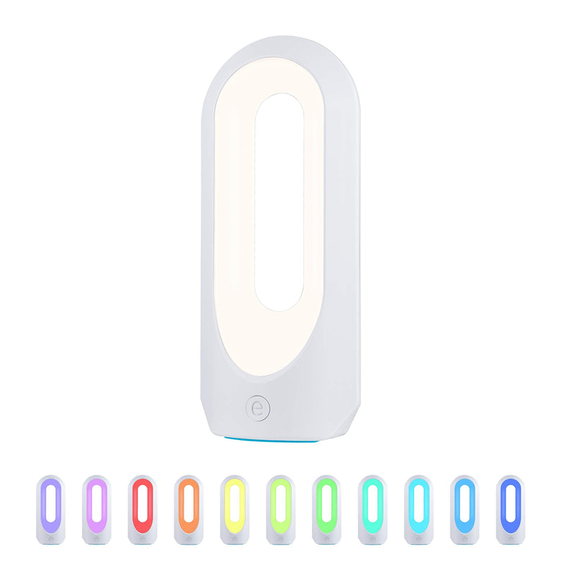 [AUSTRALIA] - Enbrighten Color Changing LED Lamp, Modern Night, Dimmable Whites & Vibrant RBG Colors, Dorm Essentials, Ideal for Home Office, Gaming, Bedroom, Kids Room, Reading Light, 49632, Plastic, White 