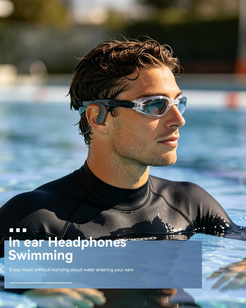 SANOTO Swimming Headphones, in Ear Bone Conduction Headphones Bluetooth 5.4, IPX8 Waterproof Earbuds Sport, 8G MP3 Player Swimming Earphones, Underwater Headphones for Swim, Run, Surf, Cycle Black