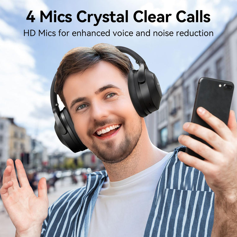 EarFun Wave Life Hybrid Active Noise Cancelling Headphones, Bluetooth 5.4 | Wireless Over Ear Headphones, 4 Mics AI Clear Call, Deep Bass, 60H Playtime, Comfortable Fit, Custom EQ Multipoint Connection