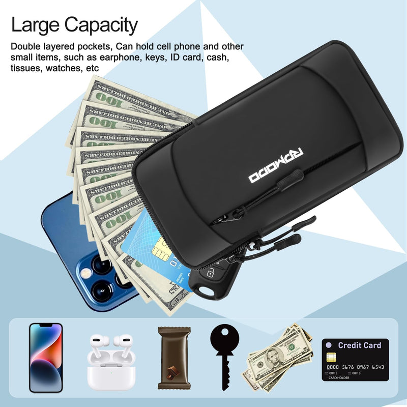 Phone Holder for Running, Large Capacity Arm Band for Phone for Running Walking, Lightweight Armband Cell Phone Holder for iPhone 12 13 14 15 Samsung Galaxy S23 S22 Ultra Under 7.5 Inch (Black) 01-Black
