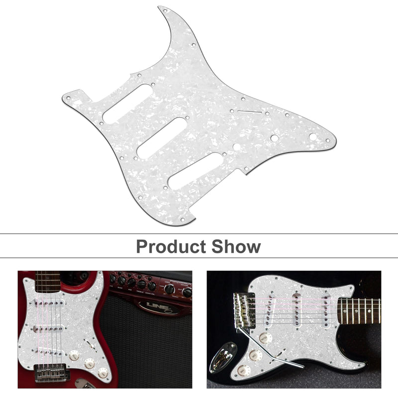 [AUSTRALIA] - SAPHUE SSS 11 Holes Strat Electric Guitar Pickguard and BackPlate Set for Fender US/Mexico Made Standard Stratocaster Modern Style Guitar Parts (SSS,3Ply White Pearl) 3Ply White Pearl 